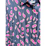 Diane Von Furstenberg  Chrissie Silk Blend Long Sleeve A-Line Dress Black/Pink S Photo 3