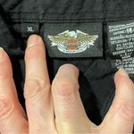 Harley Davidson 90’s-y2k black striped stretchy french cuff Harley-Davidson button front blouse Photo 7