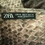 ZARA Snakeskin Long Sleeve V Neck Button Down Midi Dress Stretchy M Beige Brown Photo 7