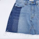 Lulus Evidnt Tammy Medium Wash Two Tone Distressed Denim Cutoff Mini Skirt 29 Blue Photo 3
