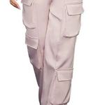 House Of CB NWT Daria Satin Straight Leg Cargo Trousers in Crystal Photo 4