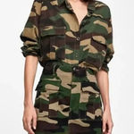 ZARA  Women's‎ Medium Camouflage Zip-Up back Mini Skirt with Pockets Photo 0