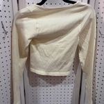 OQQ Ribbed Long Sleeve Cropped Top Cream M Scoop Neck Size M Photo 3
