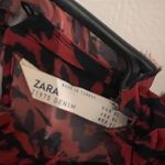 ZARA Red Animal Print Sheer Blouse Photo 2