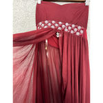 Vintage Y2K Babydoll Top Womens Small Burgundy Studded Sheer‎ Chiffon Fairy Boho Red Photo 3