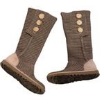 UGG  Australia Classic Cardy Boot Sheepskin Knit Tan Buttons Women's Size 6 Photo 0