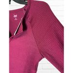 Jenni  Intimates Women's XS Split Neck Ribbed Henley Top Wine Red Long Sleeve New Photo 5