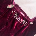 Sugar Thrillz Velvet Floral embroidered Maroon Blouse Red Size M Photo 2