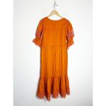 Self Portrait Lace-Trimmed Satin-Twill Midi Dress Size 6 Orange Ruffle Photo 12