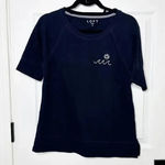 Loft  Navy Blue Heavy Weight Top Beaded Wave Sun Short Sleeve Shirt Size Small‎ Photo 0