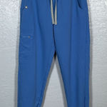 FIGS  Women XS Blue High Waisted Zamora Jogger Scrub Pants Pockets Drawstring Photo 0