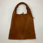 Suede Hobo Bag Cognac Brown 100% Leather Tan Photo 1