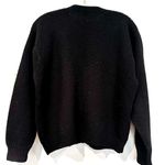 Jason Prescott Vintage Wool Cardigan Women's Medium Black Floral Y2K Hand Knit Photo 5