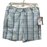 Oakley Women's Back Nine Plaid Performance Golf Shorts Clearwater Blue Size 6 Photo 0