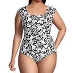 Lands' End Size 22W Chlorine Resistant Soft Cup Tummy Control Swimsuit One Piece Black Photo 0