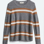 Stitch Fix Pinque Maise Crewneck Pullover Striped Stretch Sweater Gray Size M Photo 0