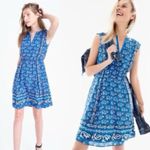 J.Crew  Blue 100% Silk Vintage Scarf Floral Mini Dress Size 4P Photo 1