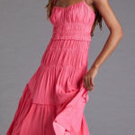 Anthropologie NWOT  Ruched Tiered Satin Slip Midi Dress Size 6 2382 Photo 0