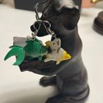 Koi Fish Dangle Earrings Green Photo 2