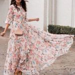 Yumi Kim  Full of Love Blush‎ Floral Print 3/4 Sleeve Woodstock Maxi Dress S NEW Photo 1
