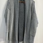 Tahari Womans Cardigan Sweater Large Navy White Stripe Long Sleeve Open Front Photo 0