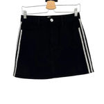 Alice + Olivia Good High-Rise Mini Skirt Crystal Stripes Denim Black Size 26 Photo 1
