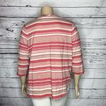 Hasting & Smith  Women NWT Size 2X Pink & Cream Stripe 100% Cotton Knit Top Shirt Photo 2