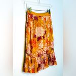 Tory Burch Opalina Metallic Thread Marigold Floral Print Silk Ruffle Skirt Sz 0 Photo 5