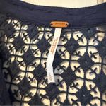 Free People  The Best Navy Button Front Lace Back Blouse Size Large Photo 6