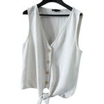 J.Crew Women's White Sleeveless Button Front Tie Hem Crop Top S Photo 7