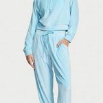 Victoria's Secret NWT Ribbed Corduroy Hooded Velvet Sweatshirt Powder Blue Photo 0