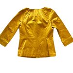 Lafayette 148 Women's Mustard Button-Up Blouse Jacket Size 6 Satin 3/4 Sleeve Photo 1