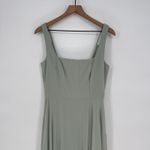 Thread Square Neck Chiffon Maxi Dress With Circle Skirt Size 8 Green Photo 4
