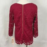 Nanette Lepore Burgundy Lace Blouse Top Shirt Sz Med NWT 3/4 Sleeve Lined Photo 7