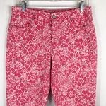 Talbots  Size 6 Jeans Slim Crop Pink White Floral Print‎ Stretch Skinny 1134 Photo 2