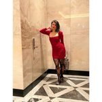 Nookie Red Jersey Squareneck Sheath Harley Structured Shoulders Mini Dress S Photo 14