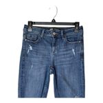 ZARA  Blue Medium‎ Wash Denim Distressed Raw Cut Hem Skinny Jeans 2 Photo 2
