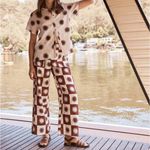 Little Lies Cream & Brown Sunny Linen Button Down Shirt S Photo 1