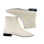 Linea PAOLO Rad Ivory Ankle Boot Square Toe Low Heel Womens Size 8.5 Winter Fit Photo 2