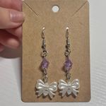 Handmade Purple & White Coquette Bow Earrings Photo 0