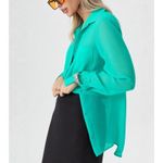 American Eagle  Mint Green Chiffon Button Up Flowy Blouse Top MEDIUM Pastel Sheer Photo 1