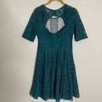 BCBGMAXAZRIA  Jayla Green Swiss Polka Dot Sheer Overlay Lace Dress 2 Photo 6