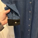 Talbots VTG  Womens Denim Jean Maxi Shirt Dress Button Front Black Collar Size 10 Photo 2