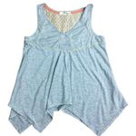 Womens Tank Top Knit Lace Back Lightweight Handkerchief Hem Shirt Medium u Gray Photo 0