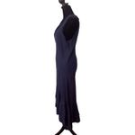 SAGA Made in Italy Ruffle Hem Midi Maxi Linen Dress Blue Size S/M Quiet Luxury Photo 5