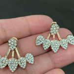 Unsigned Waterdrop Ear Jacket Rhinestones Rose Gold Photo 8