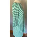 Garnet Hill Dress Womens 12 Green White Striped Cotton Casual Nautical Coastal Photo 2
