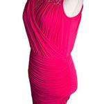 Cynthia Steffe  Ruched Cocktail Dress XS Pink Lace Yoke Button Keyhole Bubble Hem Photo 2