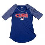 Majestic Chicago Cubs Shirt Women's Medium Blue Short Sleeve Tee MLB Ladies Photo 0
