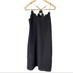 J.Crew | NWT | Size 0 | Black Scalloped V-Neckline Spaghetti Strap Tank Dress Photo 4